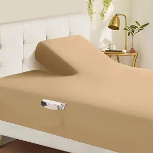 Split Top King Fitted Sheet Only for Beds, Soft Microfiber Split Head Flex King Fitted Bed Sheet Fits Up to 16" Deep Mattress, Taupe
