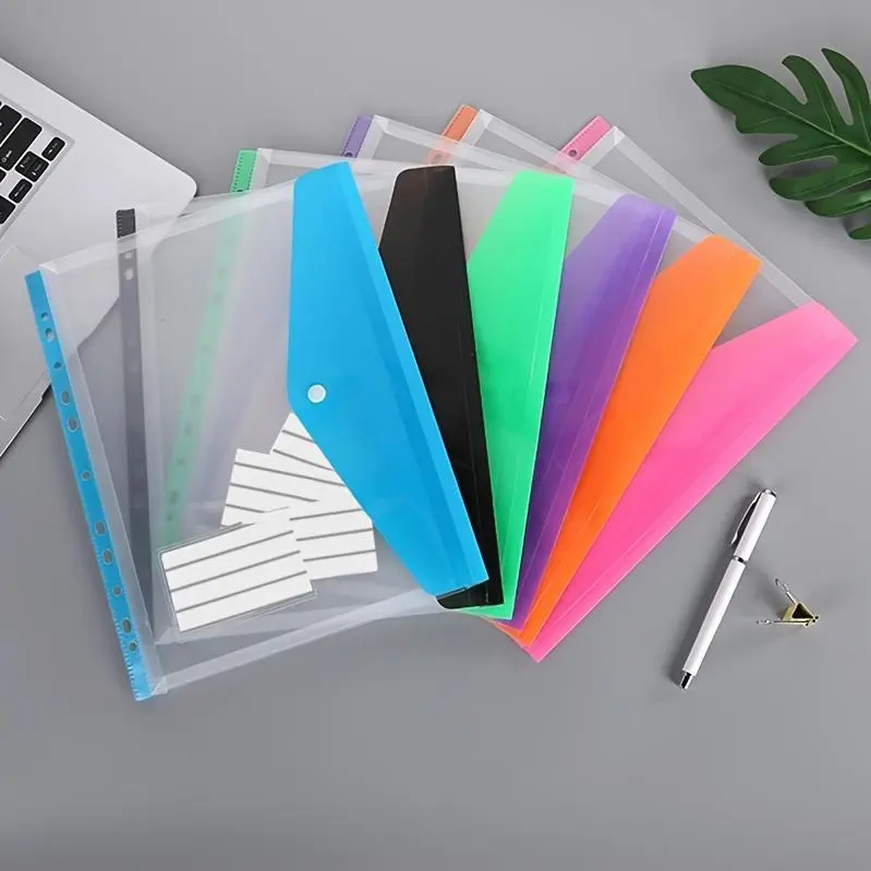 6 12 Pack Binder Pockets Back To School 2 3 4 Ring Binder Folders With Snap Button Label Expandable Plastic Envelopes 11 Holes Organizer For School Office Home