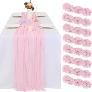 1 gauze table runner, elegant polyester, washable and decorative, suitable for weddings, birthdays, baptisms, Christmas, and formal dining occasions. Wedding tablecloth decoration.