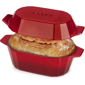 Enameled Cast Iron Dutch Oven for Bread Baking – 3QT Oval Round Duty Bread Pan with Lid, Non-Stick Coating,Loaf Cast Iron Bread Oven for Sourdough, Baking, Roasting, Braising, Stovetop & Oven Safe