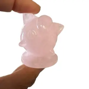 Rose Quartz Jiggly puff Crystal Carving for Creativity Calm Emotional Balance and Healing Spiritual Detoxification Mental Clarity Earth high vibe crystals