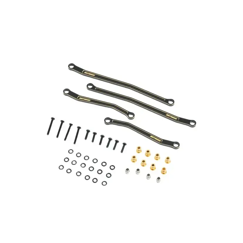 BATRAZZI Brass Chassis Link Set for FMS FCX18 Chevrolet K10/HUMMER EV - 4 Links 8 Ball Heads Screws & O-rings - Durable Upgrade for Kids & Adults - Truck Upgrade