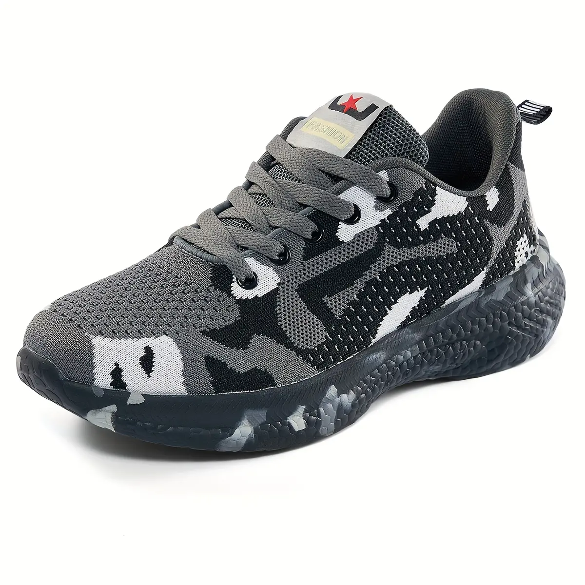Women's Casual Fabric Camouflage Print Low-Top Sneakers - Unisex Lace-Up Breathable Mesh, Soft EVA Sole, All Seasons Outdoors Comfortable Walking Shoes