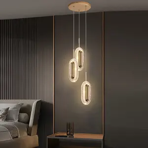 LED Pendant Light, 3-Ring Oval Design, 3000k-6500k, Modern Kitchen Island Style, Bedroom, Living Room, Dining Room Decor, Bedroom Lighting