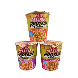 Nissin Cup Noodle Protein Bundle of 3- Chicken, Beef, & Spicy Chicken 16g protein per serving
