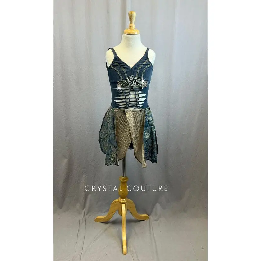 Custom Grey Blue Cutout Leotard with Seperate Ballet Style Skirt