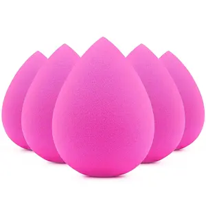 5 Pcs Beauty Makeup Sponges, Latex Free for Flawless Liquid, Cream, and Powder Application, Rose Pink Sponges