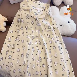 Kawaii Miffy Pajamas Cartoon Creative Comfortable Loungewear Student Dopamine Soft Home Suit Set  Anime Accessories Girls Gifts