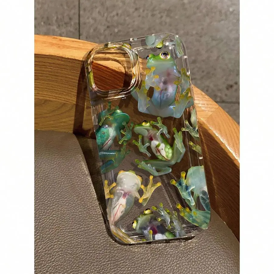 Realitic Frog Print Clear Case Compatible With IPhone Waterproof Shockproof Anti-Fall Scratch Resistant.Soft & Flexible: Easy to install/remove, no scratches on your phone.
