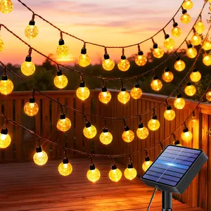 100 LED bulb string lights, 39.3 ft length, solar powered, 8 flashing modes, fairy lights (colored string lights), outdoor camping waterproof yard decorative lights, suitable for Valentine’s Day, Easter, various holidays, birthday, and wedding decorations