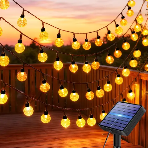 Solar Outdoor Lights - 100-LED Coverage, 39.3ft, 8 Flashing Modes, Waterproof Warm Light, 0.66in Bulb Diameter, Automatic Charging, 8-10h Night Run, Low-Impact Festival Decor for Fences, Courtyards