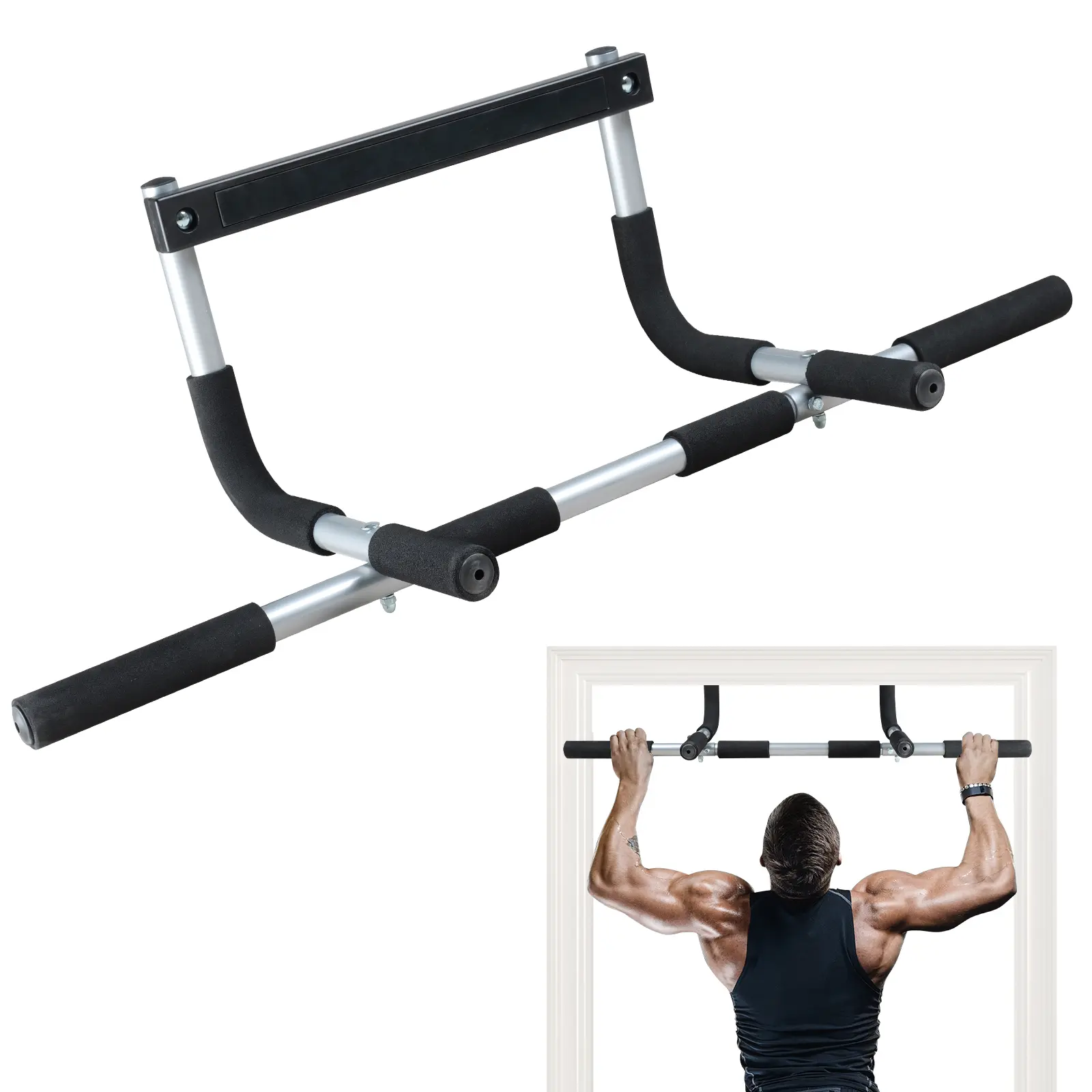 Pull-Up Bar For Door Frame Adjustable Portable Upper Body Fitness Workout For Home Gyms