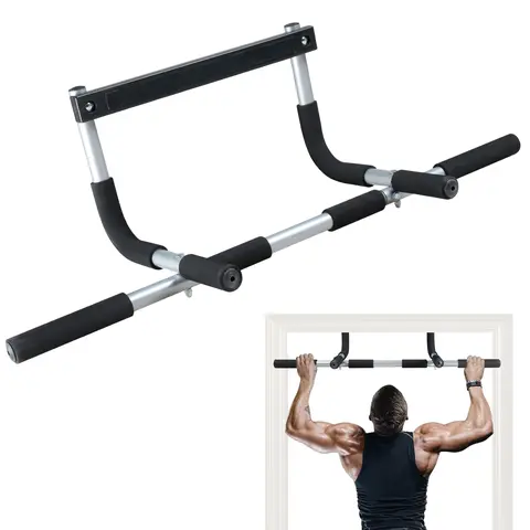 Leikefitness Sturdy Adjustable Height Door Frame Pull Up Bar - Door Mount Chin Up Bar, Rust-Resist Coat, Anti-Slip Grip, 300 lbs Load, Portable Calisthenics Workout Gym Equipment for Home Upper Body Fitness, Portable Exercise Equipment