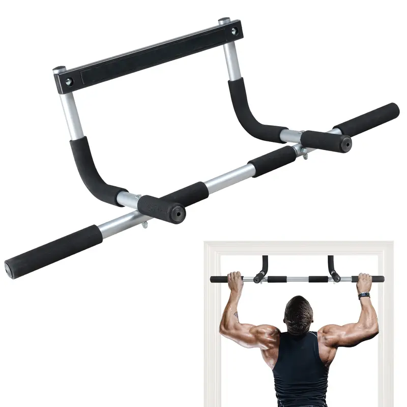 Leikefitness Sturdy Adjustable Height Door Frame Pull Up Bar - Door Mount Chin Up Bar, Rust-Resist Coat, Anti-Slip Grip, 300 lbs Load, Portable Calisthenics Workout Gym Equipment for Home Upper Body Fitness, Portable Exercise Equipment