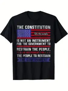 The Constitution Is an Instrument - US Patriotic T-Shirt |   Selected Pure Fun Design Rich Patterns Soft and Breathable Casual and Versatile Crew Neck Regular Fit Short Sleeve Perfect for Adult Men Plus Size