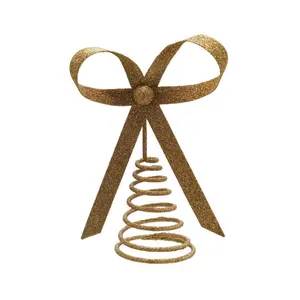 Metal Bow Tree Topper, Gold Glitter Finish