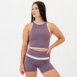 High Neck Racerback Crop Tank - Fitted