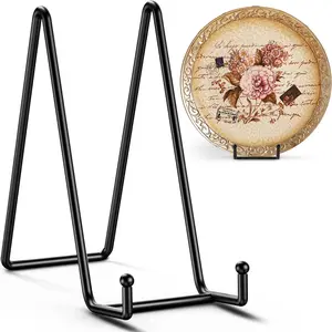 10 Inch Large Plate Stands for Display - Metal Plate Holder Display Stand + Picture Frame Holder Stand + Small Easels for Decorative Platter, Book, Plaques, Photo, Tabletop Art (2 Pack)