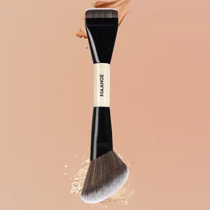 MAANGE 1pc Double-ended Makeup Brush, Two Way Brush, Foundation Brush Blush Brush, Professional Cosmetic Brush for Foundation & Blush Application, Essential Beauty Tool, Makeup Accessories Gifts for Friends