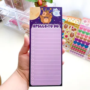 Cute Halloween Kitty Chubby Chubbs Wizard Kitty "Spells To Do" Long Notepad 50 Sheets 70 lb Uncoated Paper Perfect for Halloween Enthusiasts