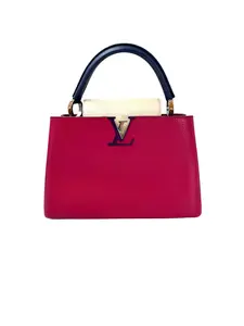 Pre-owned Louis Vuitton leather Tote Bags Capucines MM Red Navy Handle Bag LV2727