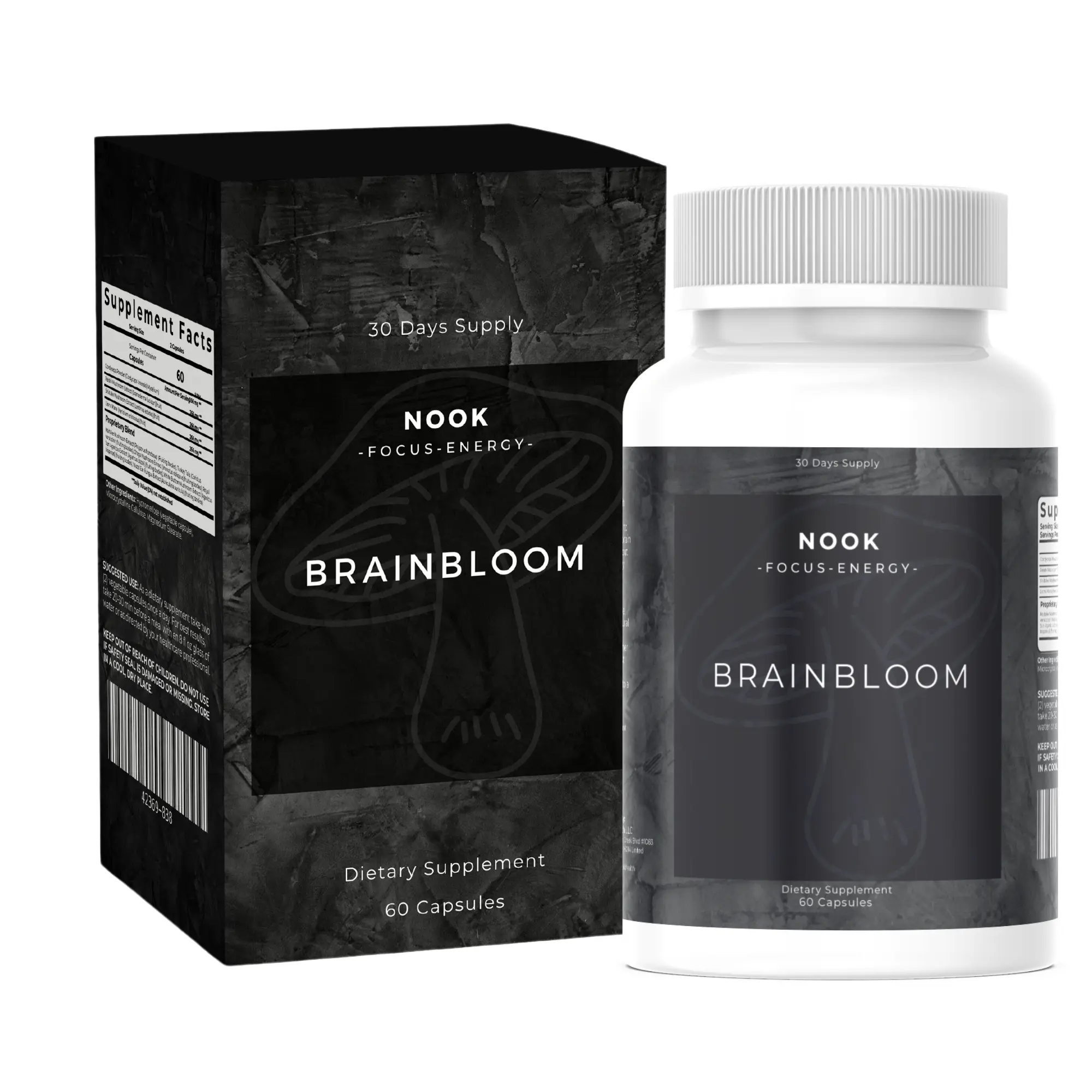 Nook Brainbloom - Focus - Energy - Dietary Supplement 60 Capsules Edible Healthcare Fitness