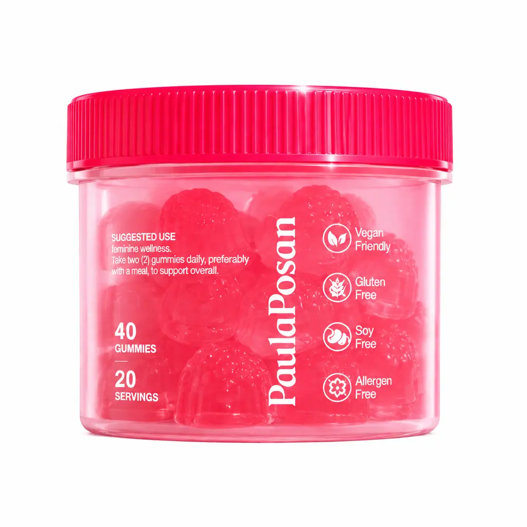 PaulaPosan Wellness Gummies for Women with Cranberry and Probiotics Daily Gut Health Digestive Support Feminine Balance Vegan Friendly Gluten Free Soy Free Formula 40 Gummies
