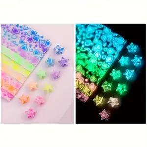 210 Pcs Glow-In-The-Dark Origami Star Strips, Dual-Sided Neon & Heart Pattern, DIY Crafts, Party Decorations, Creative Projects, Diy Craft Kit