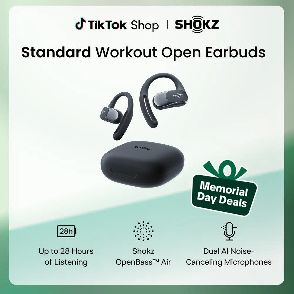 Shokz OpenFit Air - Open-Ear Headphones, True Wireless Earbuds, Water Resistant, Comfortable, Secure Earhooks for Daily Use