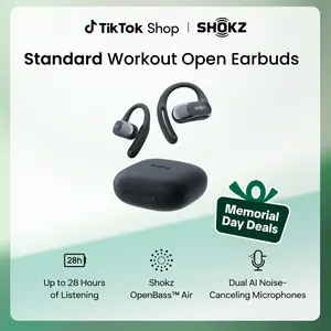 Shokz OpenFit Air - Open-Ear Headphones, True Wireless Earbuds, Water Resistant, Comfortable, Secure Earhooks for Daily Use