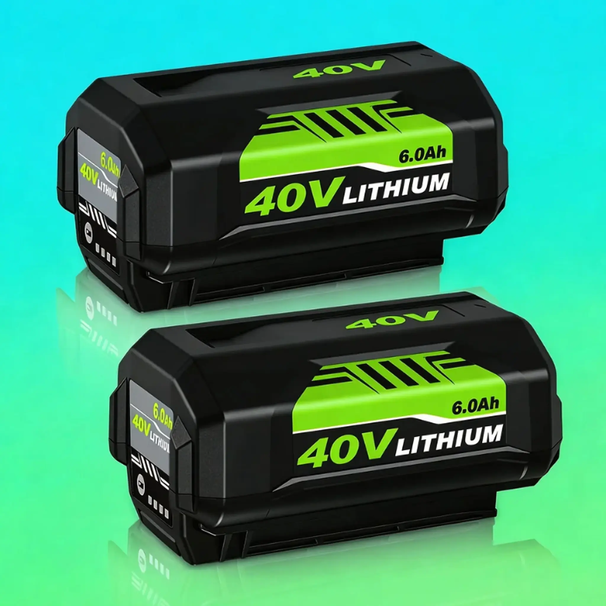 2-Pack 6000mAh 6.0Ah High-Capacity Replacement Battery for Ryobi 40V OP40 Series, Compatible with OP4060, OP40602, OP40601, OP4060A1, OP4026A, OP4075A (Green Lithium-ion Battery) Heavy Duty