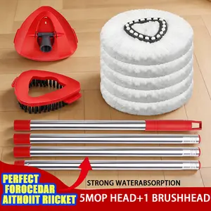 Mop Set with 180° Rotatable Mop 2/5 Microfiber Heads 61-Inch Adjustable Handle Efficient Cleaning Supplies(No bucket)