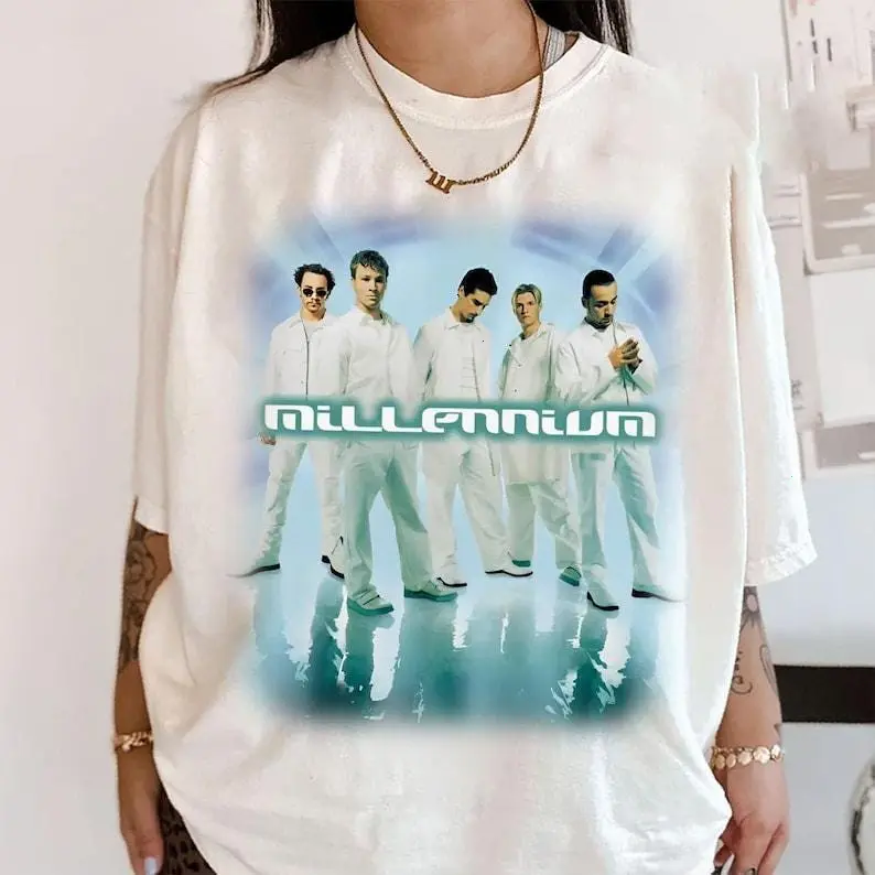 Women's Millennium Tour Graphic Cotton T-Shirt - Breathable Casual Sweatshirt, 90s Pop Music Fan Everyday Gift