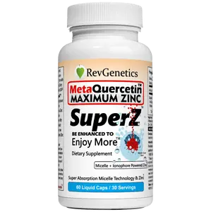 Super Z - Nano Quercetin with Zinc in Micelles Supplement - Advanced Micelle Ionophore Formula for Anti-aging Health - Immune to plain Zinc- Better than liposomal -By RevGenetics