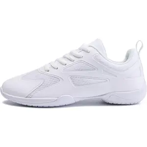 White Comfortable Breathable Soft Cheer Shoes for Girls Women Youth Kids, Athletic Flats Sneakers for Cheerleading Competition Dance Tennis Sports Training