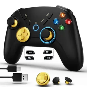 Wireless Performance Game Controller, for PC/Switch/Switch 2/iOS/Android, Bluetooth Gaming Controller, With Dual vibration, Macro Keys, Turbo Button, Customizable Back Paddles, AG39 Black