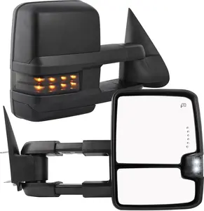 YITAMOTOR Towing Mirrors Compatible with Chevy Silverado Tahoe Suburban Avalanche GMC Sierra Yukon Cadillac Escalade 2003-2006 Power Heated LED Signal Lamp Clearance Light Black Pair Mirrors
