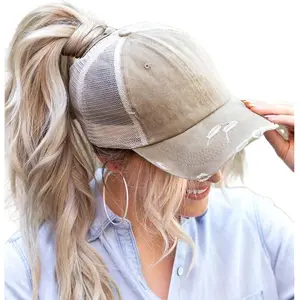 Womens Pony Hat High Ponytail Baseball Cap Girls Messy Bun Caps Camouflage Trucker Bad Hair Day Adjustable Dad Hat