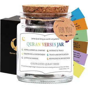 Quran Verses Jar, Quran English Verses, Decor, Eid, Islam Home Decoration, Muslim Ramadan Fathers Gifts from Daughter Son, Prayer Jar, Meaningful Islamic Gifts for Mom, Men, Women, Dad, Friend