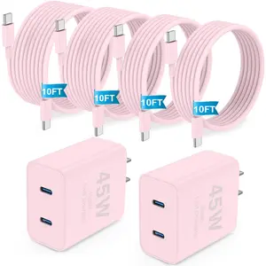 45W Dual Port For iPhone 17 16 15 Charger,USB C Fast Charging Block and 10ft Type C to C Cable Cord Long for Apple iPhone 17 Pro Max/17 Air/16 Pro/15 Plus/iPad/mini