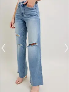 Bianca Judy blue Tummy Control Mid Rise Wide Leg