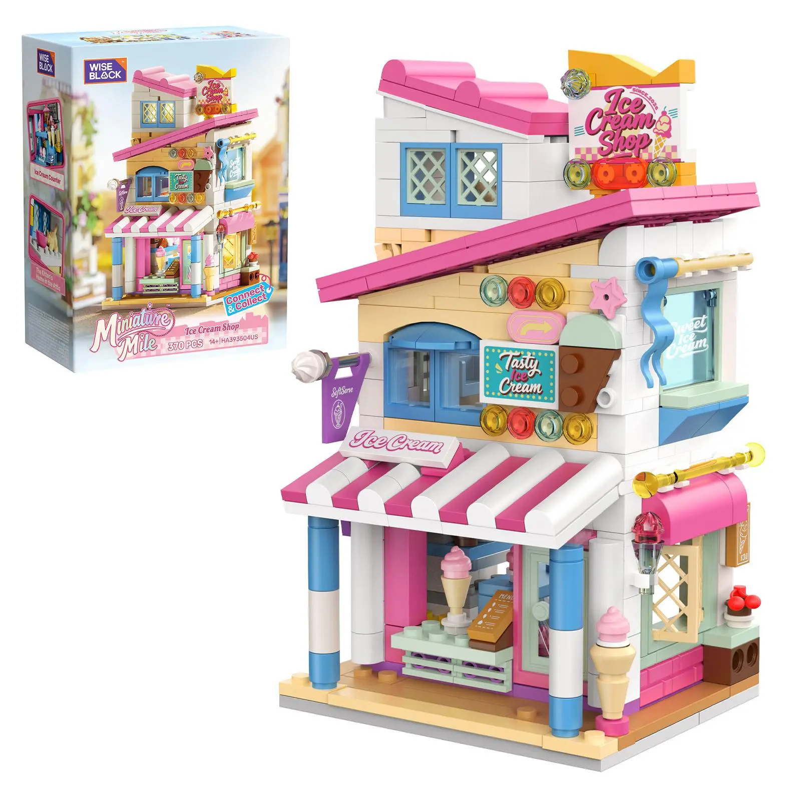 WISE BLOCK Miniature Mile Building Block Set - DIY Beginner-Friendly Model Building Kit, 2-Hour Easy Build Street Shops, Home Decor & Gift Ideas for Adults, Kids Birthday Present (Multiple Styles), Building Block Sets