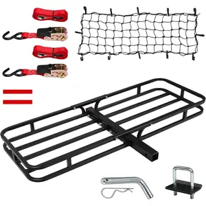 53" x 19" x 5" Hitch Cargo Carrier, 500 Lbs Heavy Duty Trailer Cargo Carrier Basket, Hitch Mount Cargo Carrier with Net, Strap, Tightener, Fits 2" Hitch Receiver for  SUV  Pickup