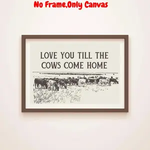 Vintage Cow Pattern Unframed Painting, 1 Count Western Cowboy Style Wall Art, Wall Decor for Home Living Room Bedroom Office, Unframed Art Print, Ornaments