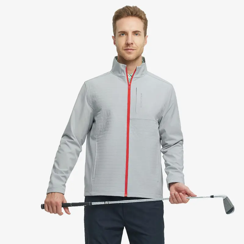 MAELREG Men's Lightweight Golf Jacket Waterproof Windproof Windbreaker Full Zip Stand Collar Stretch Performance Outerwear for Men Outdoor Sports Hiking Travel