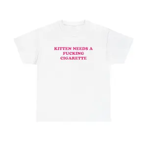 Unisex Cotton TShirt Featuring Humorous Kitten Cigarette Design Perfect for Cat Lovers