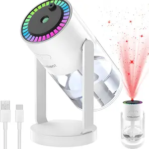 USB Powered Mini Humidifier, Starry Sky Projector Humidifier with Colorful Light, Automatic Shutdown Humidifier for Bedroom, Car & Office, USB Humidifier Machine