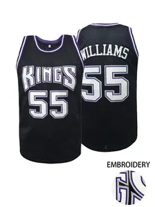 Men's Stitched Basketball Jersey,KINGS #55 Embroidered Breathable Mesh Athletic Jersey, Quick-Dry Workout Tank Top for Basketball, Running,Daily Wear,Gym,Training,Casual Streetwear