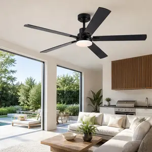 ARCH 60" Ceiling Fan with Lights and Remote, Modern Farmhouse Ceiling Fan with Quiet DC Motor, 6 Speeds, Reversible Blades, Dimmable 3CCT LED, Indoor Outdoor Large Room, Matte Black, Plywood Blades, 52"/Black/Matte Black/Matte White Color Options