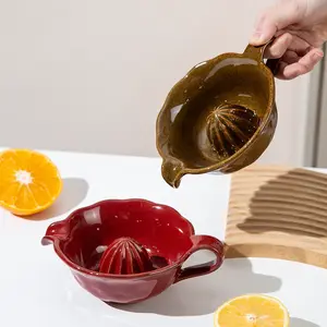 Ceramic Juicer Cup, Kiln-Changed Lemon Grapefruit Manual Squeezer, Kitchen Baby Food Processor, Handheld Juice Maker